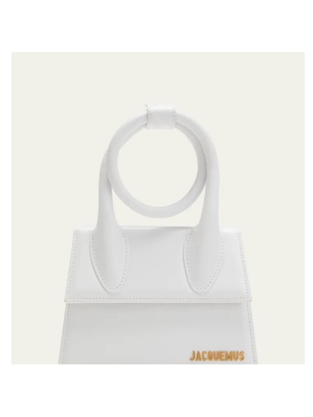 Jacquemus White Le Chiquito Mini Circle-Handle Leather Bag